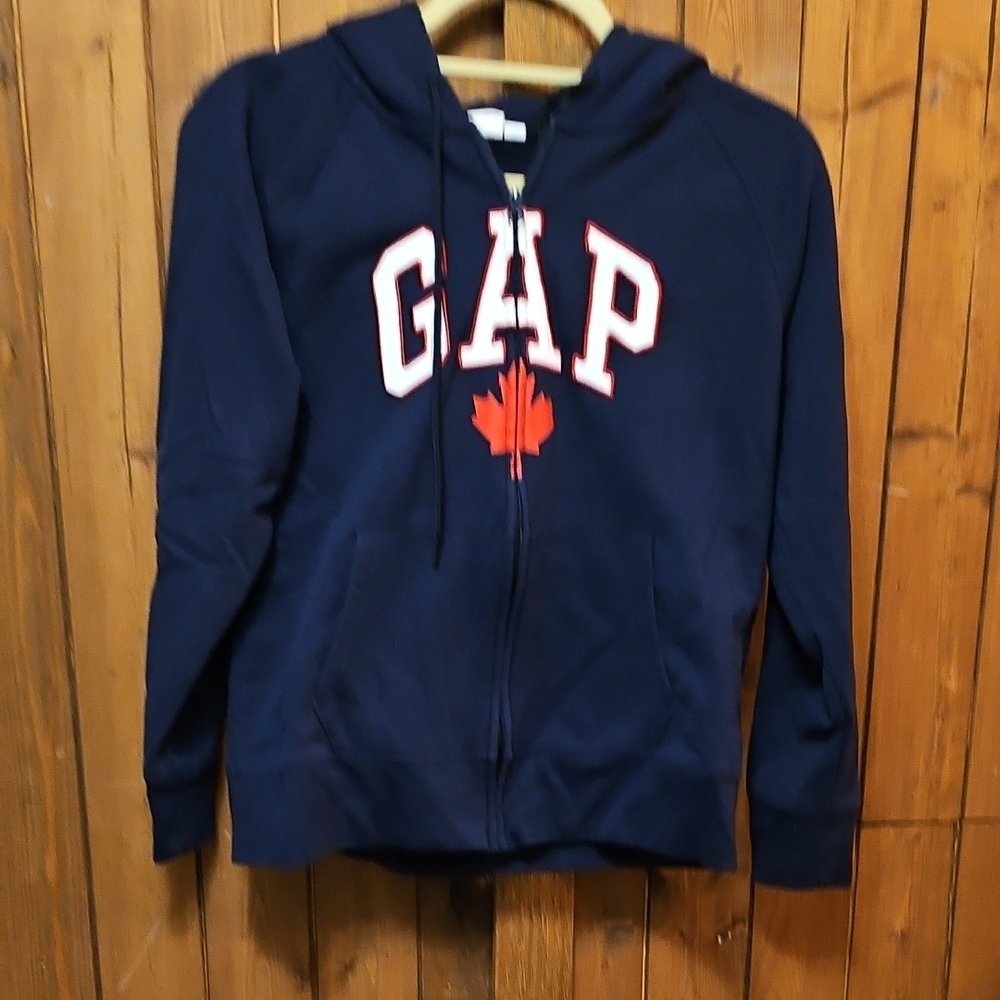 GAP Kids Dark Blue Hoodie with Red Leaf